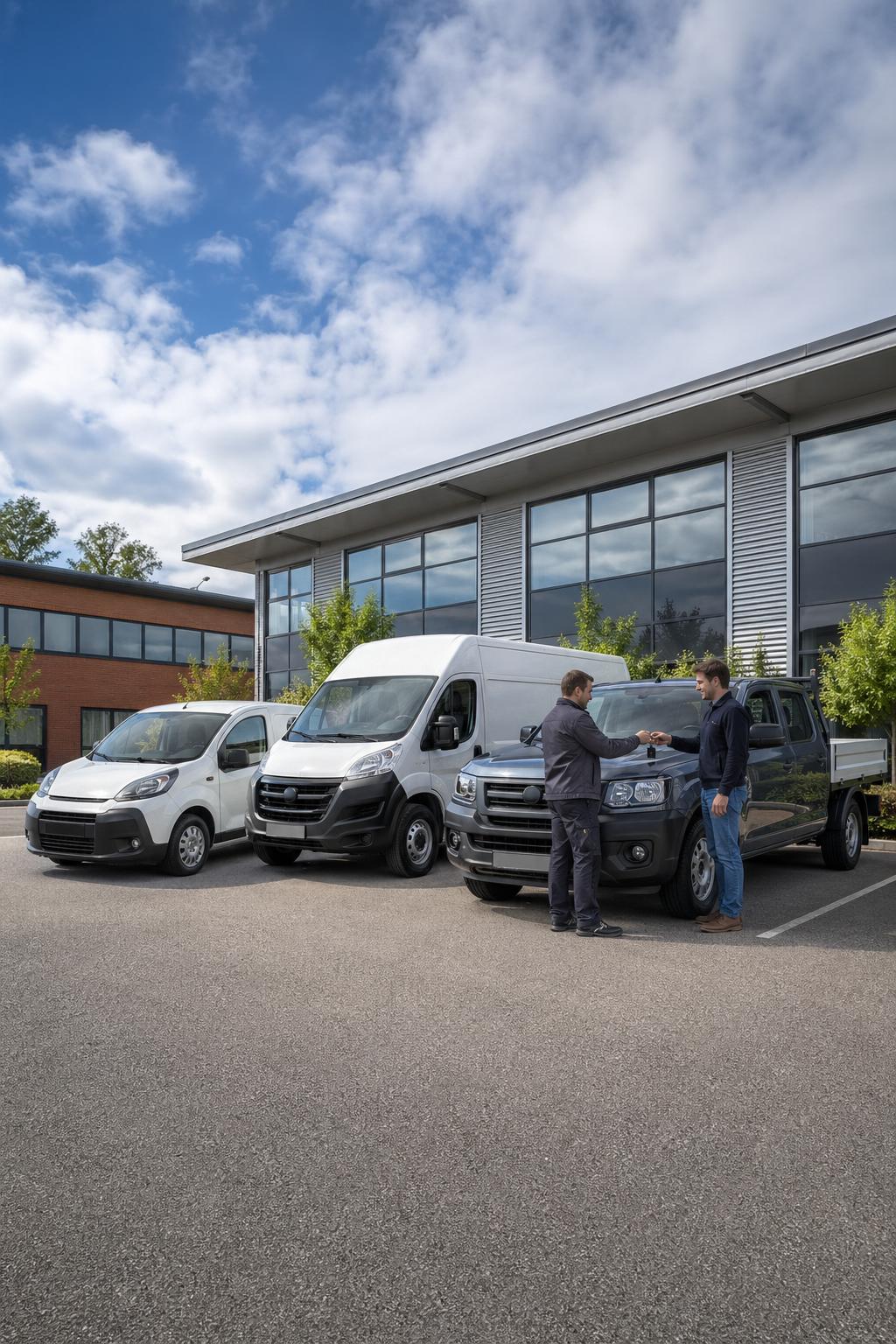 A small fleet of hire vehicles at a business park in Southampton